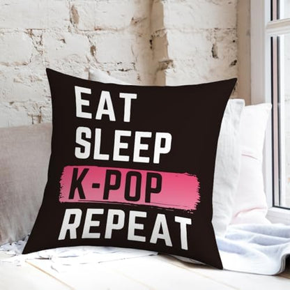 K-pop Decor, Just a Girl Who Loves K-pop Room Decor, Girls K-pop Gifts Rustic Anime Lovers Throw Pillow Covers for Home Living Room Bedroom Decoration Gifts