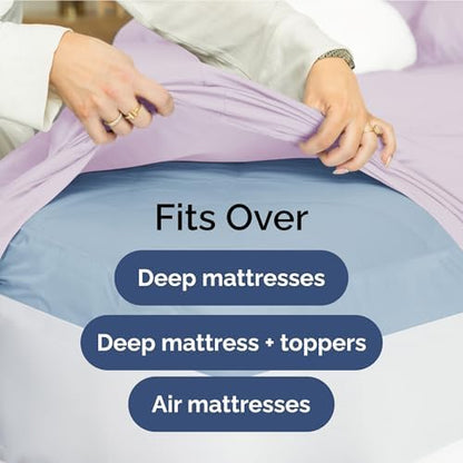Extra Deep King Sheet Set - 4 Piece Breathable & Cooling - Light Lavender