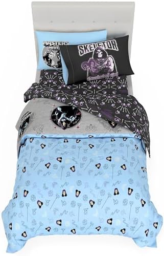 Masters of The Universe Movie Skelator Bedding Set, Twin Size 5 Piece Comforter and Sheet Set with Sham, (Officially Licensed Product) by Franco