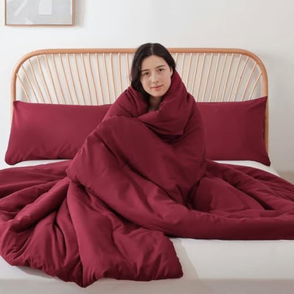 ROSGONIA Alaskan King Comforter, Dark Red, 136x120 Soft Bedding Quilt