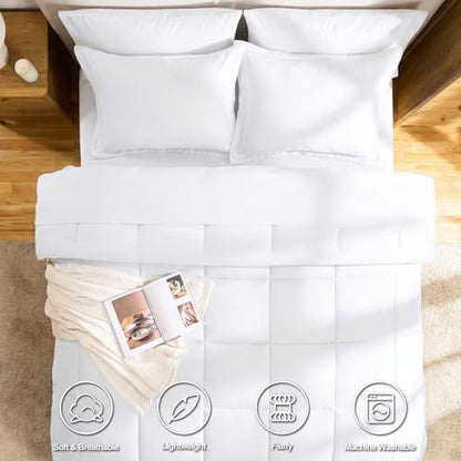 CozyLux Oversized King Comforter Set, 7-Piece Bed in a Bag, White