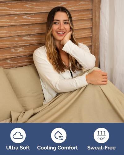 CGK Linens 2 Pack Extra Deep Queen Fitted Sheets - Heathered Tan