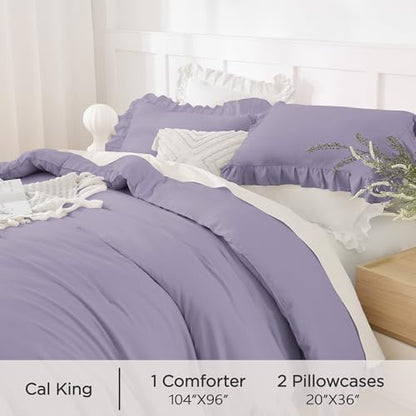 Andency Purple California King Comforter Set, 3 Pieces Shabby Chic Bedding