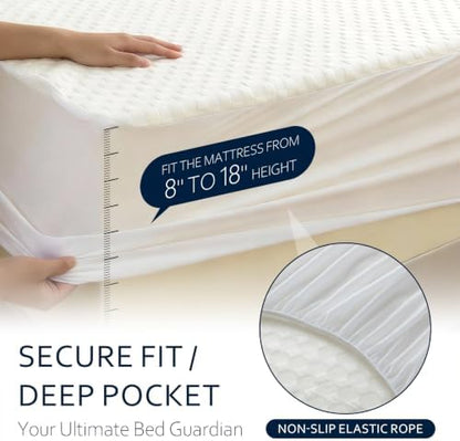 Twin Mattress Protector, Organic Cotton 3D Waffle, Dorm Ready