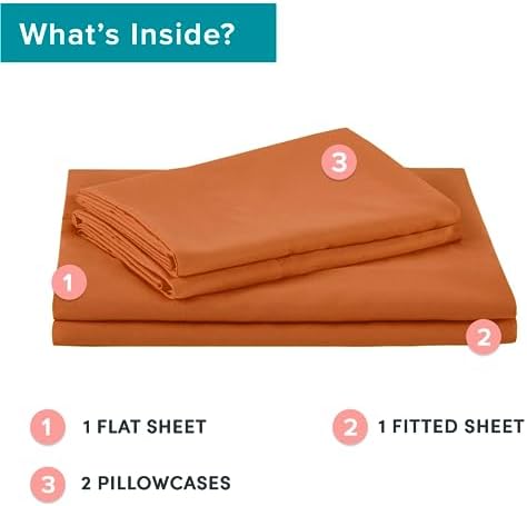 Comfort Spaces Microfiber 14" Deep Pocket, Twin Sheet Set 4 pcs, Orange