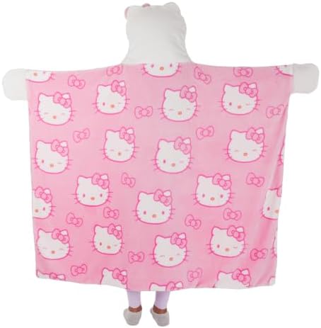 Franco Sanrio Hello Kitty Pink Bow Plush Hooded Blanket, Kids Bedding Super Soft Throw Blanket, 50 in x 40 in, (Officially Licensed Product)