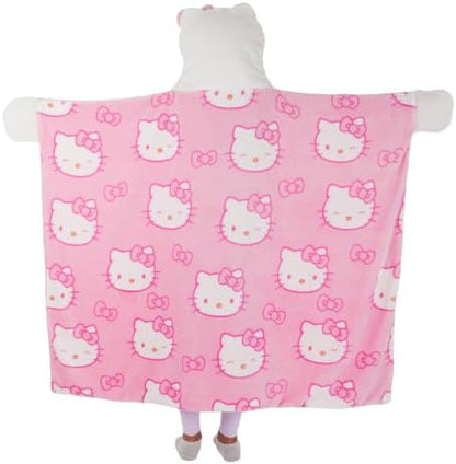 Franco Sanrio Hello Kitty Pink Bow Plush Hooded Blanket, Kids Bedding Super Soft Throw Blanket, 50 in x 40 in, (Officially Licensed Product)
