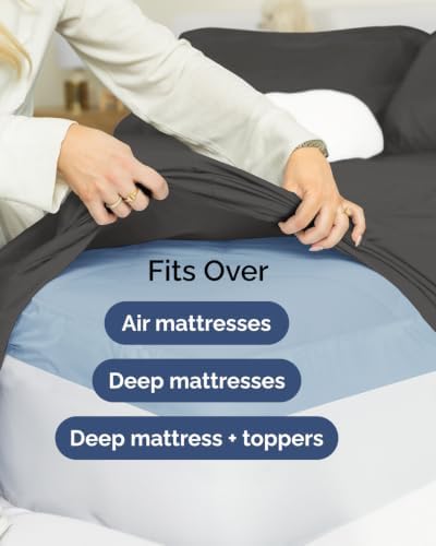 Extra Deep Flex Top Split Head King Sheet Set - 6pc Bed Sheets - Charcoal