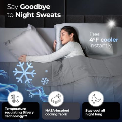 Silvery Silver-Infused Cooling Comforter – Award-Winning Self-Cooling Blanket for Hot Sleepers with Self-Cleaning Technology for Sweat-Free & Cool Sleep NEW