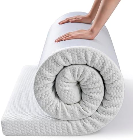 KingChii Memory Foam Camping Mattress, Portable Roll Up Sleeping Pad for Road Trip, Floor Mat Roll Up Futon Mattress for Guests Sleepoverr