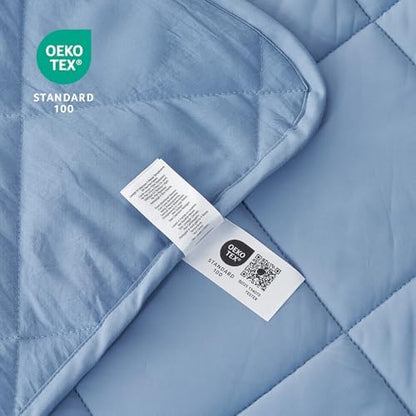 Cozy Bliss Cooling Throw Blanket for Hot Sleepers 50"x70", Q-Max 0.45 Cooling Comfort, Cold Blankets for Night Sweats Sleeping, Ultra-Cool Lightweight Breathable Summer Blanket for Couch Bed, Blue