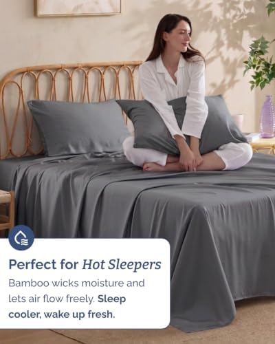 100% Rayon Derived From Bamboo - Bamboo Sheets Twin XL Size - Dark Grey