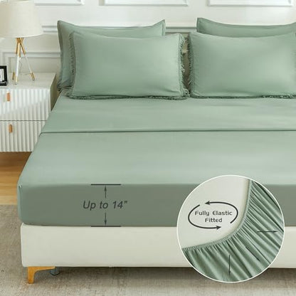 Andency Full Comforter Set, 7 Pieces Sage Green Bedding