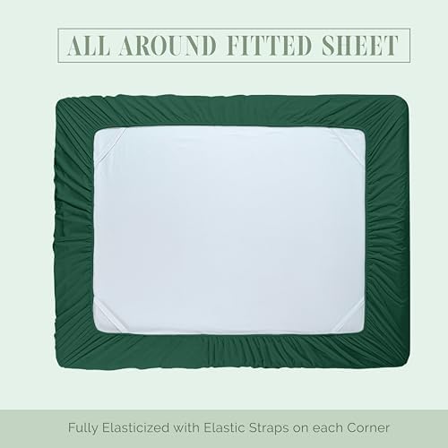 Elegant Comfort 1500 Premium Hotel Quality 18-24 Inches Deep - Extra Deep Pocket Single Fitted Sheet for High Mattress, Luxury and Softest, Smart Pocket - Wrinkle Free, Twin/Twin XL, Hunter Green
