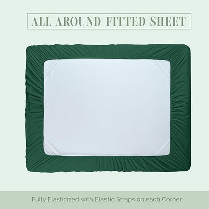 Elegant Comfort 1500 Premium Hotel Quality 18-24 Inches Deep - Extra Deep Pocket Single Fitted Sheet for High Mattress, Luxury and Softest, Smart Pocket - Wrinkle Free, Twin/Twin XL, Hunter Green