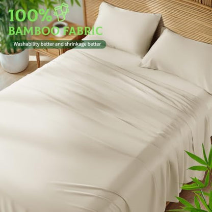 SONORO KATE 100% Viscose Derived from Bamboo_Sheets, Extra Deep Pocket,4PC