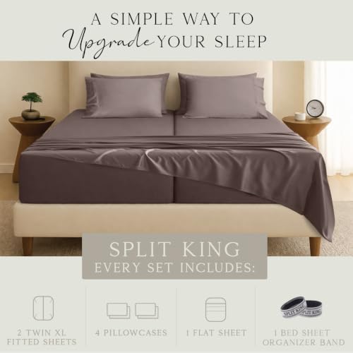 KARISSA MAE 7 Piece Luxury Bamboo Viscose Split King Sheets, FSC Certified