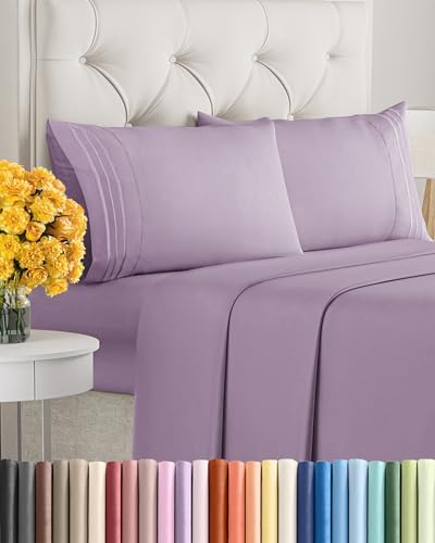 King Size 4 Piece Sheet Set - Ultra Soft & Cooling Sheets - Lilac