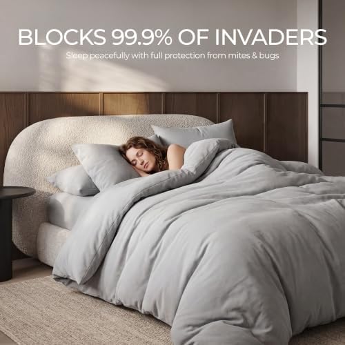 FAUNNA 100% Cotton Duvet Cover Dust Mite Bed Bug Comforter Protector, Full