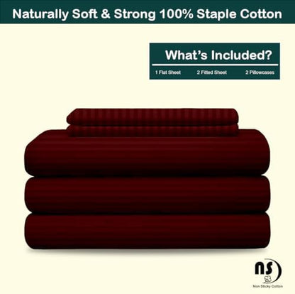 Split King Sheet Sets for Adjustable Beds Deep Pocket, Twin XL Fitted Sheet Sets for Adjustable Bed Split King 100% Extra Long Staple Cotton Deep Pocket Sheets 10-18 Inches Burgundy Stripe
