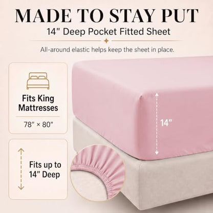 CozyLux King Size Comforter Set Pink, 7 Pieces Bed in a Bag