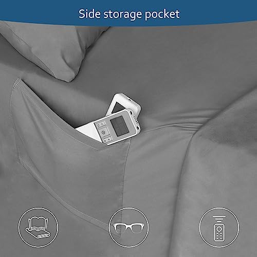 Extra Deep Pocket Full Sheet Set, 4 Piece Air Mattress Bed Sheets Set Grey