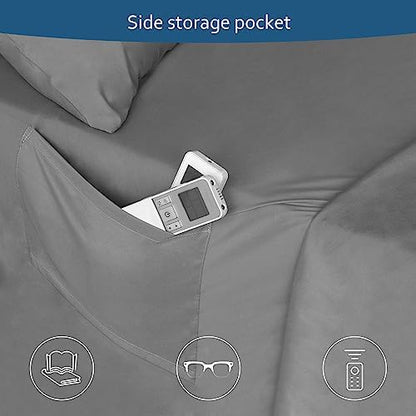 Moonsea Air Mattress King Size Sheets Set, 4 Piece King Bed Set, Grey