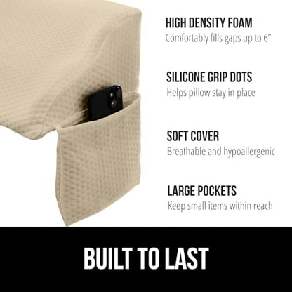 GORILLA GRIP Patented Bed Wedge Pillow for Headboard Gap, King, Cream