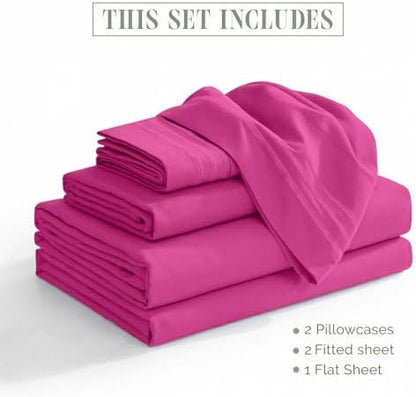 Elegant Comfort Luxury 5-Piece Bed Sheet Set - Luxury Bedding 1500 Premium Hotel Quality Microfiber, Wrinkle Resistant Cool & Breathable, Easy Elastic Fitted, Split King, Hot Pink
