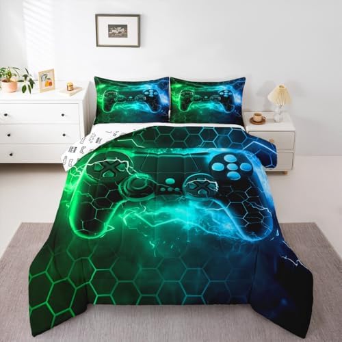 Feelyou Kids Boys Green Gamer Bedding Set King Size