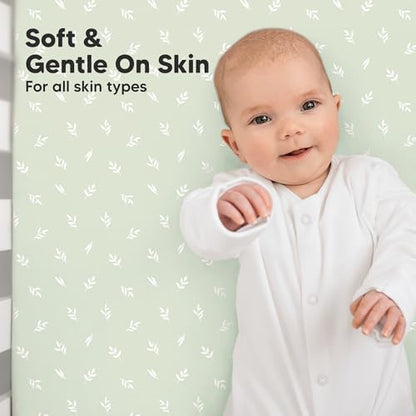 KeaBabies 2pk Organic Cotton Crib Sheets for Boys Girls 52x28, Herb