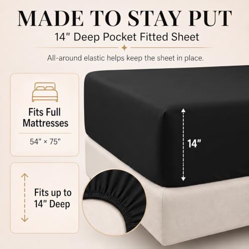 CozyLux Full Size Comforter Set Black, 7 Pieces Bed in a Bag