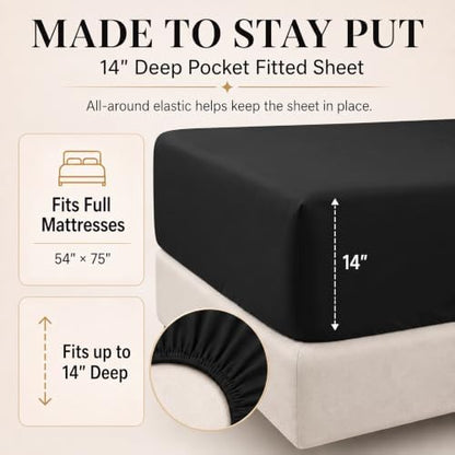 CozyLux Full Size Comforter Set Black, 7 Pieces Bed in a Bag