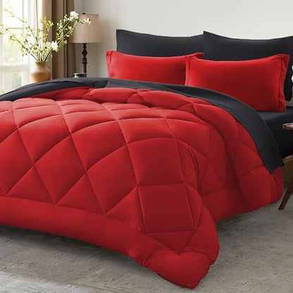 Anluoer Queen Comforter Set 7 Piece, Soft Bed in a Bag Queen Bedding Sets