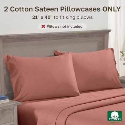 California Design Den 600 TC Set of 2 King Size Pillow Case, Terracotta