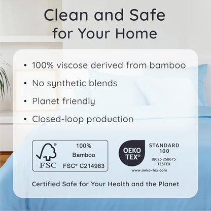 Bambaw 100% Viscose Derived from Bamboo Twin Sheets Set – 4-Piece Twin Sheet Set Cooling, Soft & Breathable, Cooling Bedding, Lightweight Feel, FSC® & Oeko-TEX® Standard 100 Certified (Dream Blue)