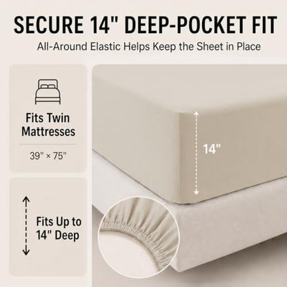 CozyLux Twin Comforter Set Beige - 5 Pieces Bed in a Bag