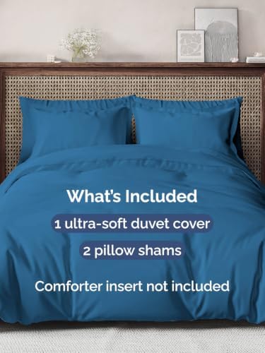 Duvet Cover Full Size - Soft 3 Piece with Zipper Closure - Denim Blue