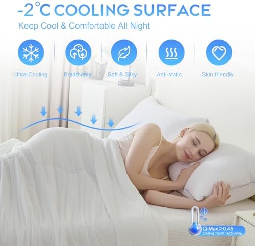 CHOSHOME Cooling Comforter Cooling Blanket, Q-Max 0.45 Cool Sleeping Summer Blanket for Hot Sleeper Night Sweats, Twin XL 60" x 90", White