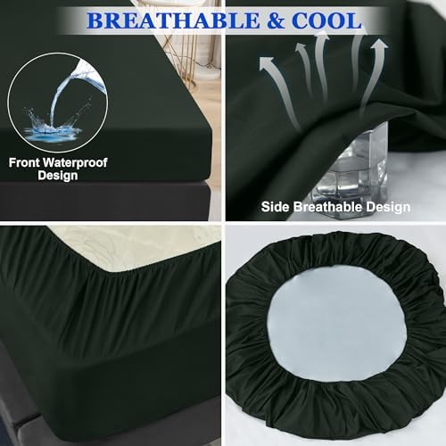 Sufdari Full Size Mattress Protector,Waterproof Mattress Protector,Fitted Sheet Style Mattress Cover with 18" Deep Pocket,Washable and Comfortable-Green,Full