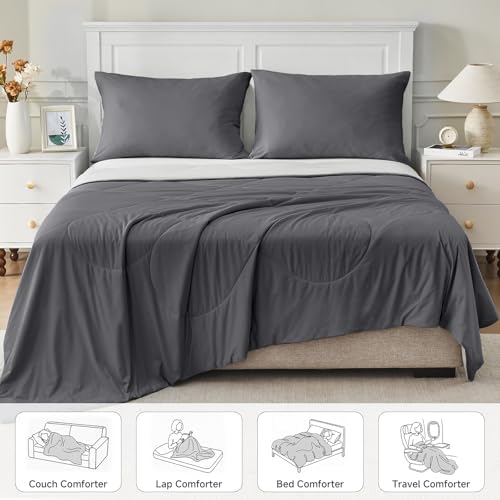 HOMFINE Cooling Comforter for Hot Sleepers King/Cal King, Gray 108"x90"