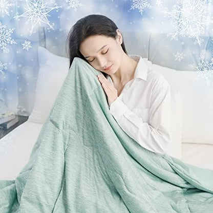 CHOSHOME Cooling Comforter Cooling Blanket, Q-Max 0.45 Cool Sleeping Summer Blanket for Hot Sleeper Night Sweats, Queen 90" x 90", Green