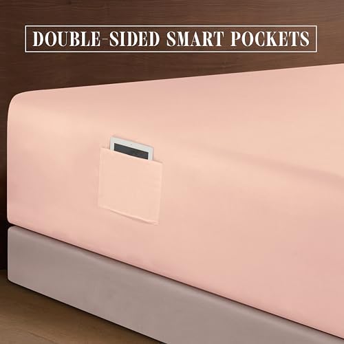 Elegant Comfort 4-Piece Bed Sheet Set - Luxury Bedding 1500 Premium Hotel Quality Microfiber, All Around Elastic 18-24 Inches Deep Fitted Sheet- Extra Deep Pocket Sheets, Twin/Twin XL, Blush Pink