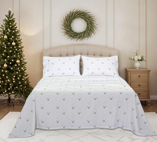 RUVANTI Flannel Sheets Set Twin Size, Stag Synphony