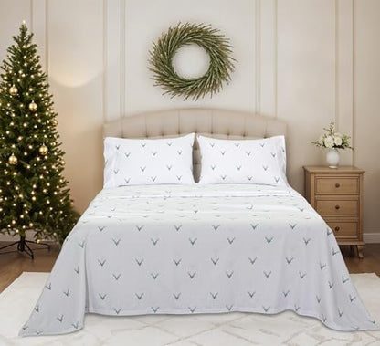 RUVANTI Flannel Sheets Set Twin Size, Stag Synphony