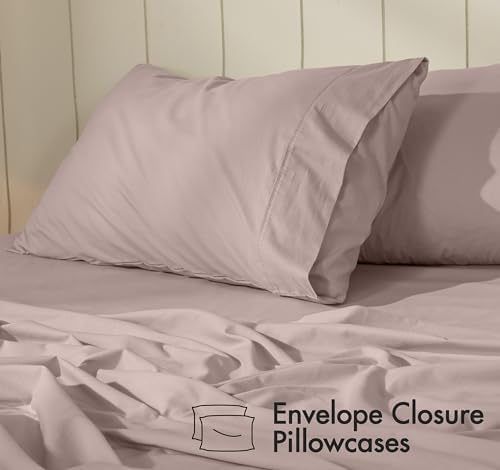RUVANTI 100% Cotton Twin XL Sheets, Percale Weave Twin XL Set, Warm Mocha