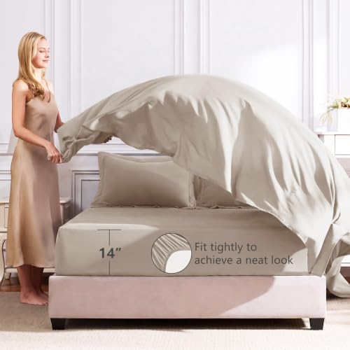 CozyLux Full Comforter Set 82"x86" Linen - 7 Piece Bed in a Bag