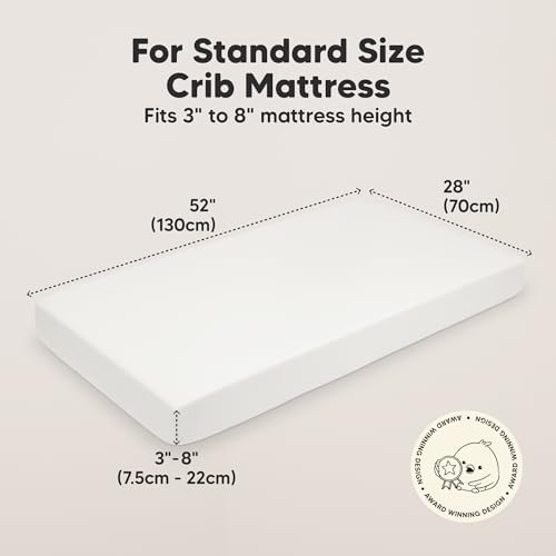 KeaBabies 2pk Organic Cotton Crib Sheets for Boys Girls 52x28, Soft White