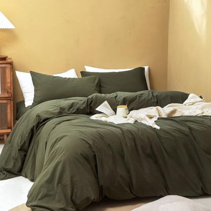 FOSSA Duvet Cover Set 100% Washed Cotton Linen Feel Oversized King