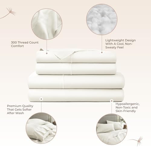 Whisper Organics 100% Organic Cotton Bed Sheets with Deep Pocket 4 Pc. Set
